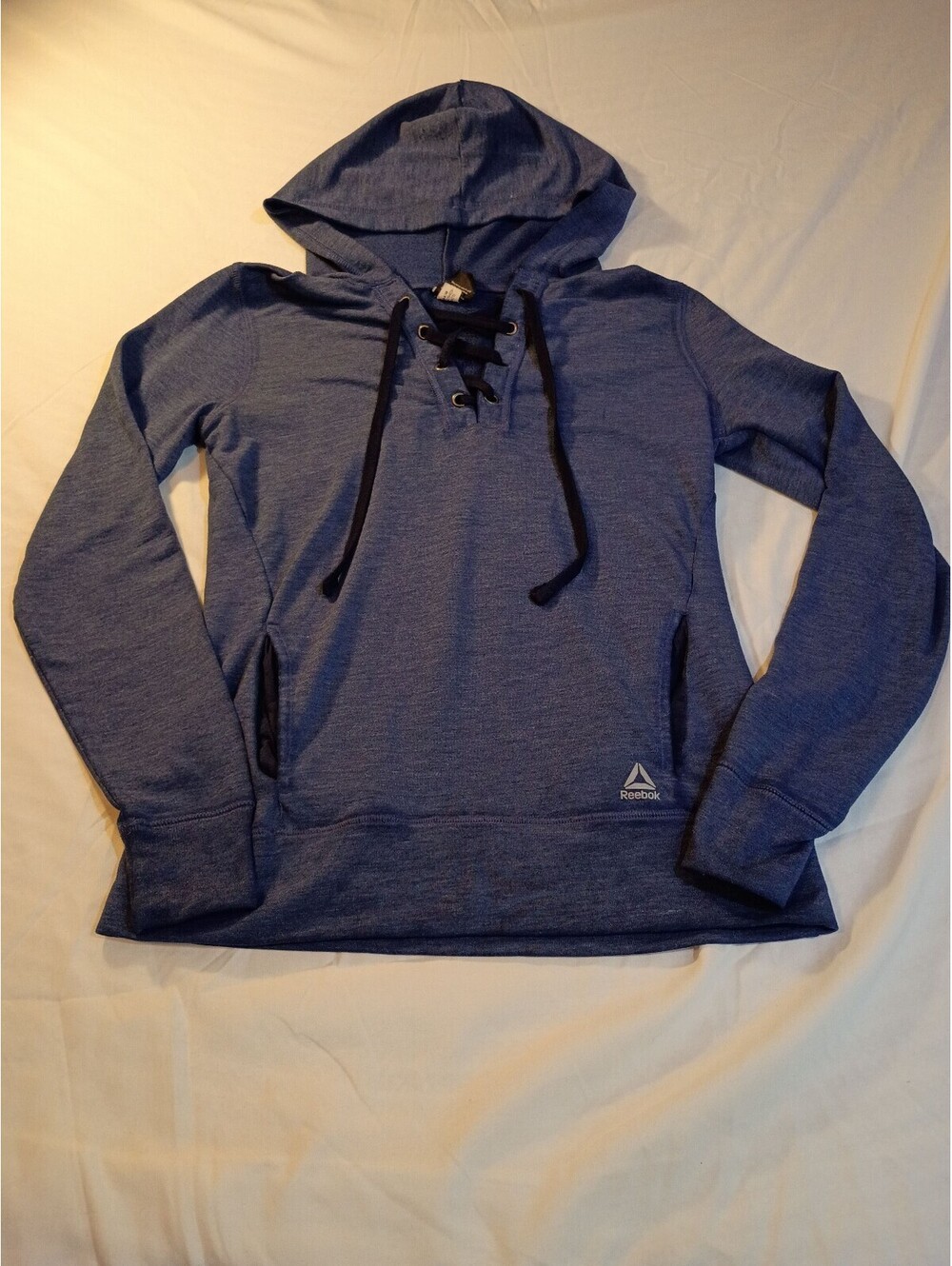 Reebok Women's Blue Lace-Up Hoodie Sweatshirt XS